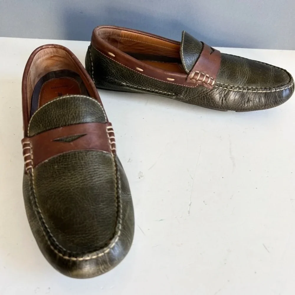 Johnston‎ & Murphy Drivers Penny Loafer Mens 9.5 Green Sheepskin Boat Preppy